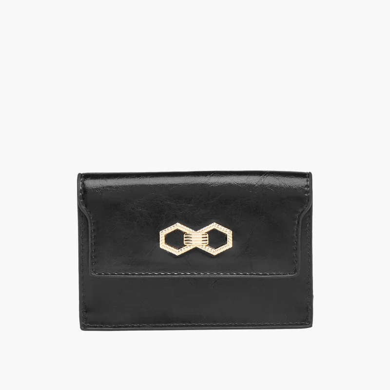ساشا Black Wallet with Metallic Accent for Women